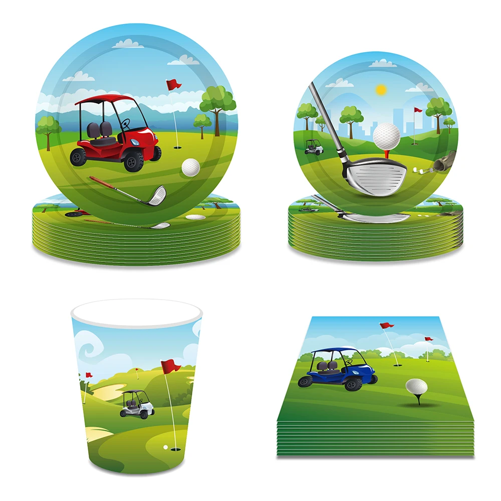 

Мультяшный спортивный мяч для игры в гольф бумажная одноразовая посуда для дня рождения наборы тарелок салфетки чашка для детского праздника товары для вечеринки