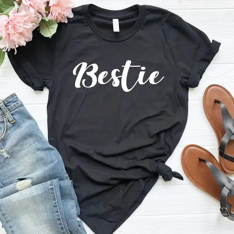 

Bestie best friend Women tshirt Casual Cotton Hipster Funny t-shirt For Lady Yong Girl Top Tee y2k top t-shirts for women