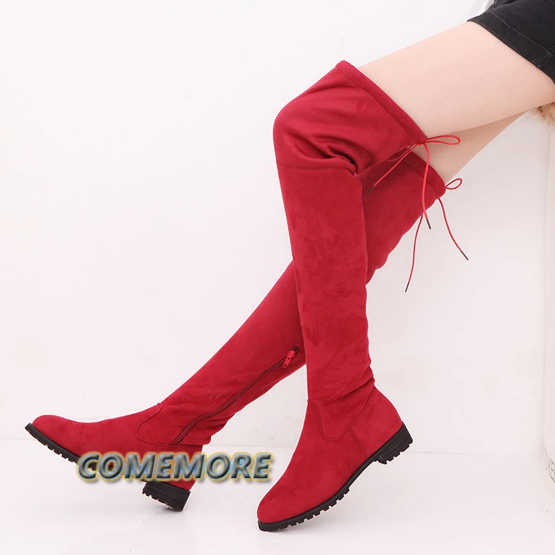 Korean Style Women's Boots Over The Knee Suede Thigh High Long Boots Winter Shoe for Women High Female Shoe Christmas Gift