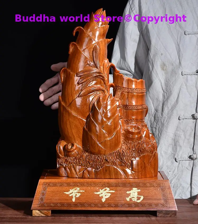 

46CM Large GOOD HOME SHOP Spiritual Mascot # Company business career Steadily high Handmade Rosewood carving FENG SHUI statue