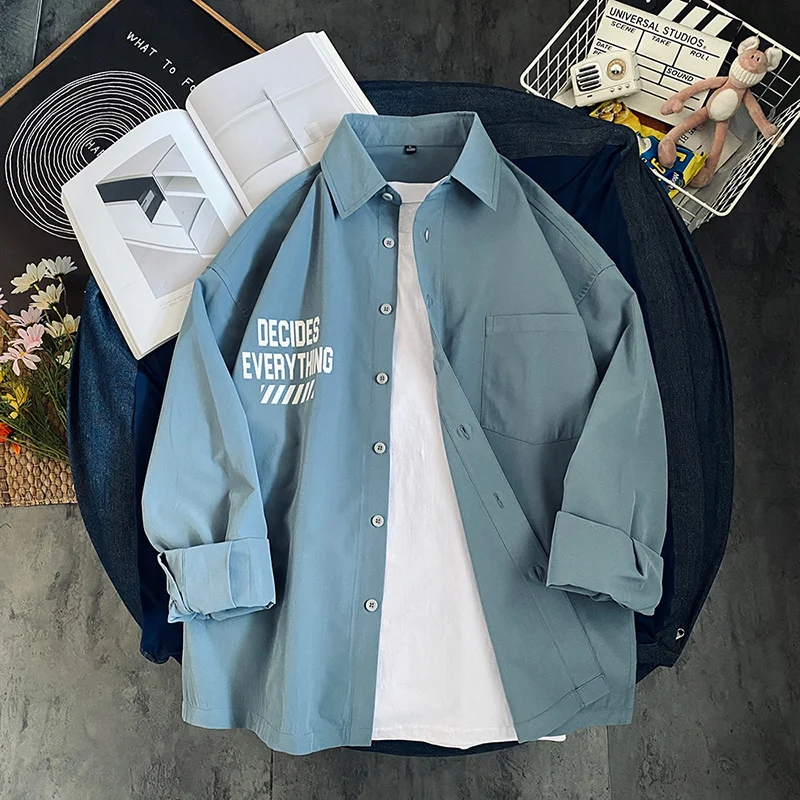 

Men's Long Sleeve Shirt Thin Casual Print Coat Trend Lapel Cardigan Outdoor Street Sports Loose Thin Coat