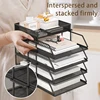 Laminated stackable tray desk organizer and desk holder for paper letter accessories Black, suitable for office and home school 3
