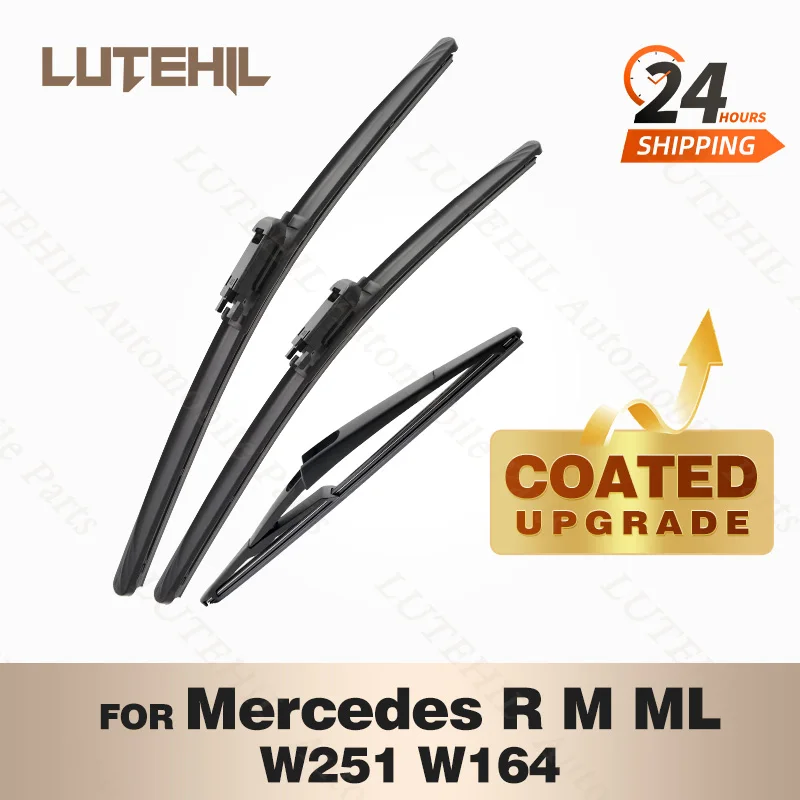 LUTEHIL's Silicone Front & Rear Wiper Set For Mercedes Benz R M ML Class W251 W164 coated windshield wiper blade 28+21+12