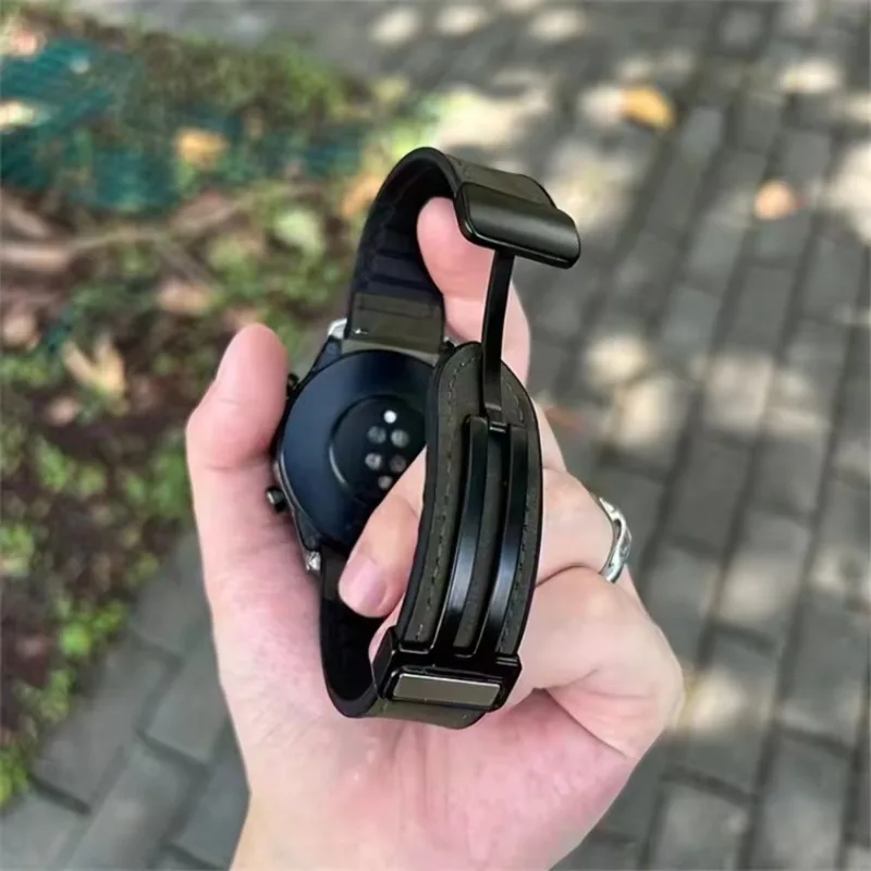 Luxury Leather and Silicone Magnetic Watch Strap Bracelet