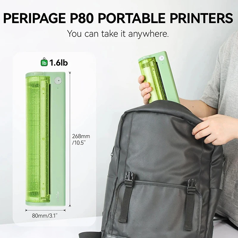 Peripage 휴대용 열 A4 프린터, P80, A40, 203dpi, 무선 블루투스 문서, PDF 포토 메이커, 사무실 가정용