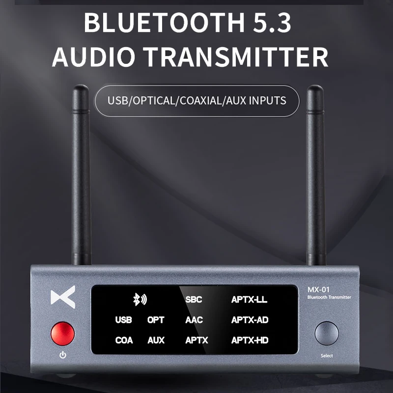 XDUOO MX-01 Bluetooth 5.3 Audio Transmitter BT5.3 USB OPTICAL COAXIAL AUX Inputs Transmitter 100 Meters Transmission MX01