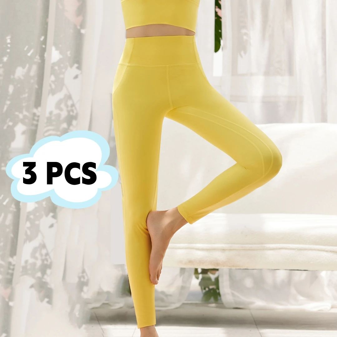 New 2023 Outdoor Yoga Pants Sports Tight Pants High Waist Peach Hip Nine-point Fitness Pants Women's Naked Feeling Traceless3PCS autumn winter outdoor sports tight naked fitness wear high waisted yoga clothing three piece set