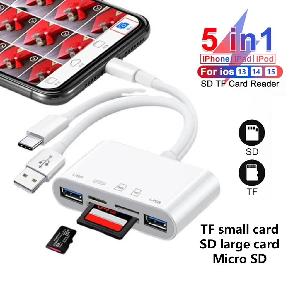 Otg Usb Câmera Multimemória Adaptador Relâmpago para Micro sd tf Card Reader Kit Iphone Ipad Apple Macbook Laptop Xiaomi
