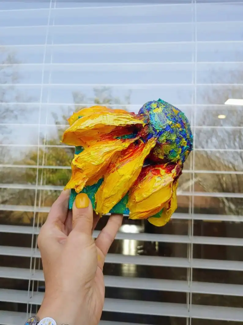 

Sunflower sculpture on canvas, Oil painting on canvas, flowers lover gift, floral art, sunflower painting, contemporary art