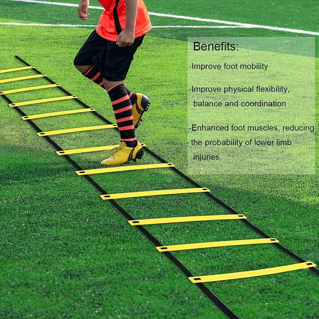 Agility Ladder For Speed Training Improve Footwork, Coordination, And Quickness 8, 12, Or 20 Rungs - Includes Carry Bag_voghion.com