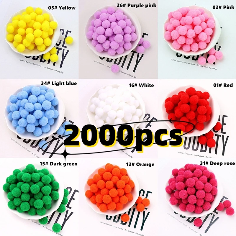 혼합 색상 소프트 폼폼 볼 미니 폼폼 공예, DIY 수제 폼폼 키체인, 컬러 폼폼 볼, 8mm, 10mm, 15mm, 20mm, 30mm, 500 개, 2000 개