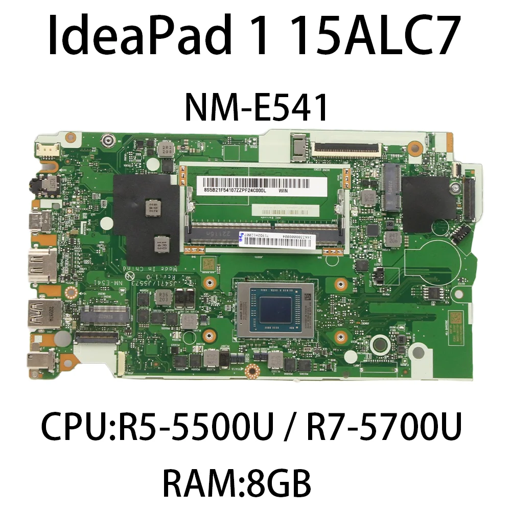 Placa-mãe do portátil para Lenovo IdeaPad 1, 15ALC7, NM-E541, CPU