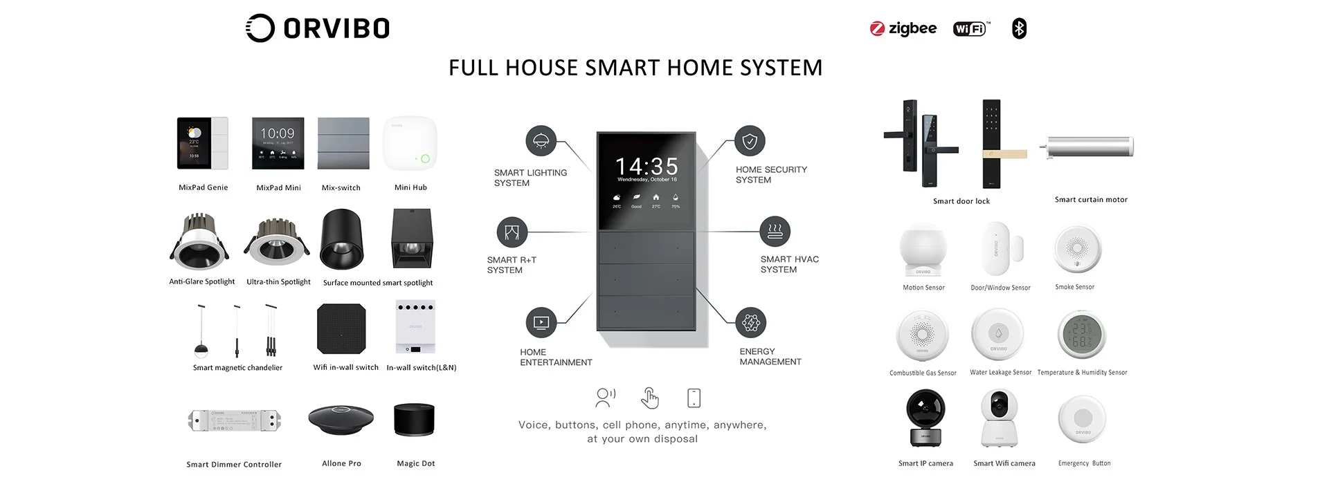 ORVIBO full house smart home automation devices with lighting control, security, curtain control,ac control ect