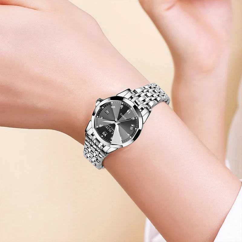 LIGE Luxury Quartz Watch Fashion Outdoor Sport Stainless Steel Strap Women Watches Calendar Waterproof Ladies Watch Casual Clock 4