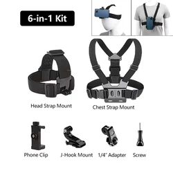 Adjustable Elastic Chest Strap Harness - 6 - in - 1 Kit