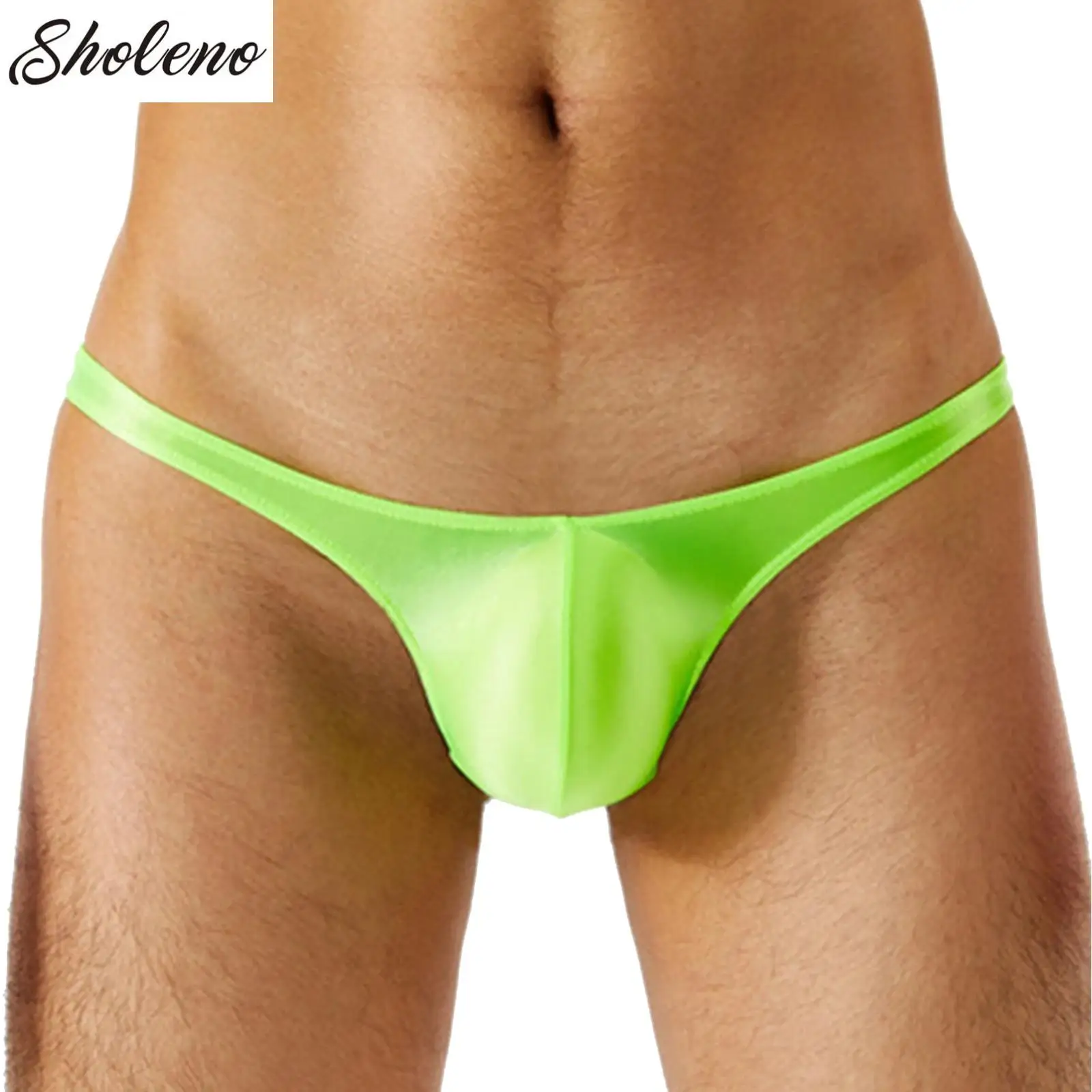 

Sexy Mens Bulge Pouch Thongs Briefs Underwear Oil Glossy Shiny Panties Solid Color Low Waist Briefs Underpants Swimwear Lingerie
