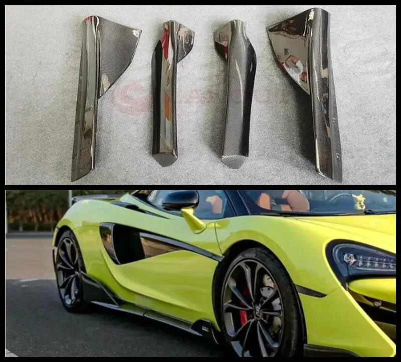 

4PCS Real Carbon Fiber Side Extension Body Skirts Kit Lip Cover For McLaren 540C 570S 570GT Upgrade 600LT