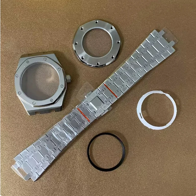 41mm Hochwertiges 316L Edelstahl Silber + Ring Saphirglas Uhrengehäuse Fit NH35/NH36 Automatikwerk Uhrenzubehör – Detail 8