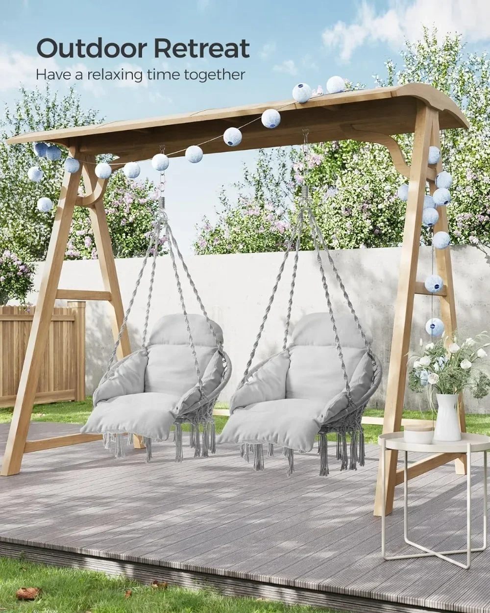 Hanging Chair, Hammock Chair with Large, Thick Cushion, Chair for Bedroom, Patio, Balcony, Garden, Living Room 5
