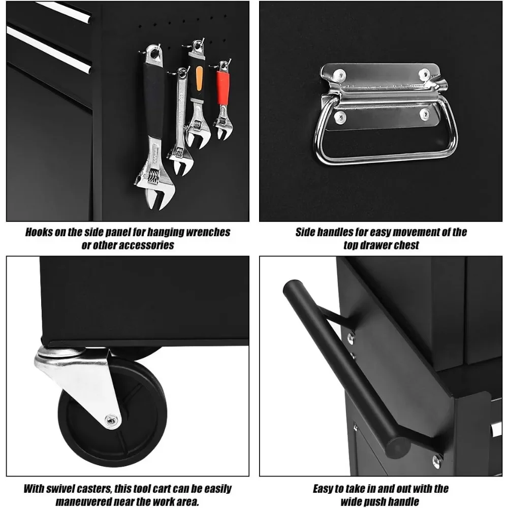 Large-scale Rolling Tool Chest - Removable Top Box Large Bottom Cabinet with Casters and Lock System Tool-Box Heighten 6-Drawer 3