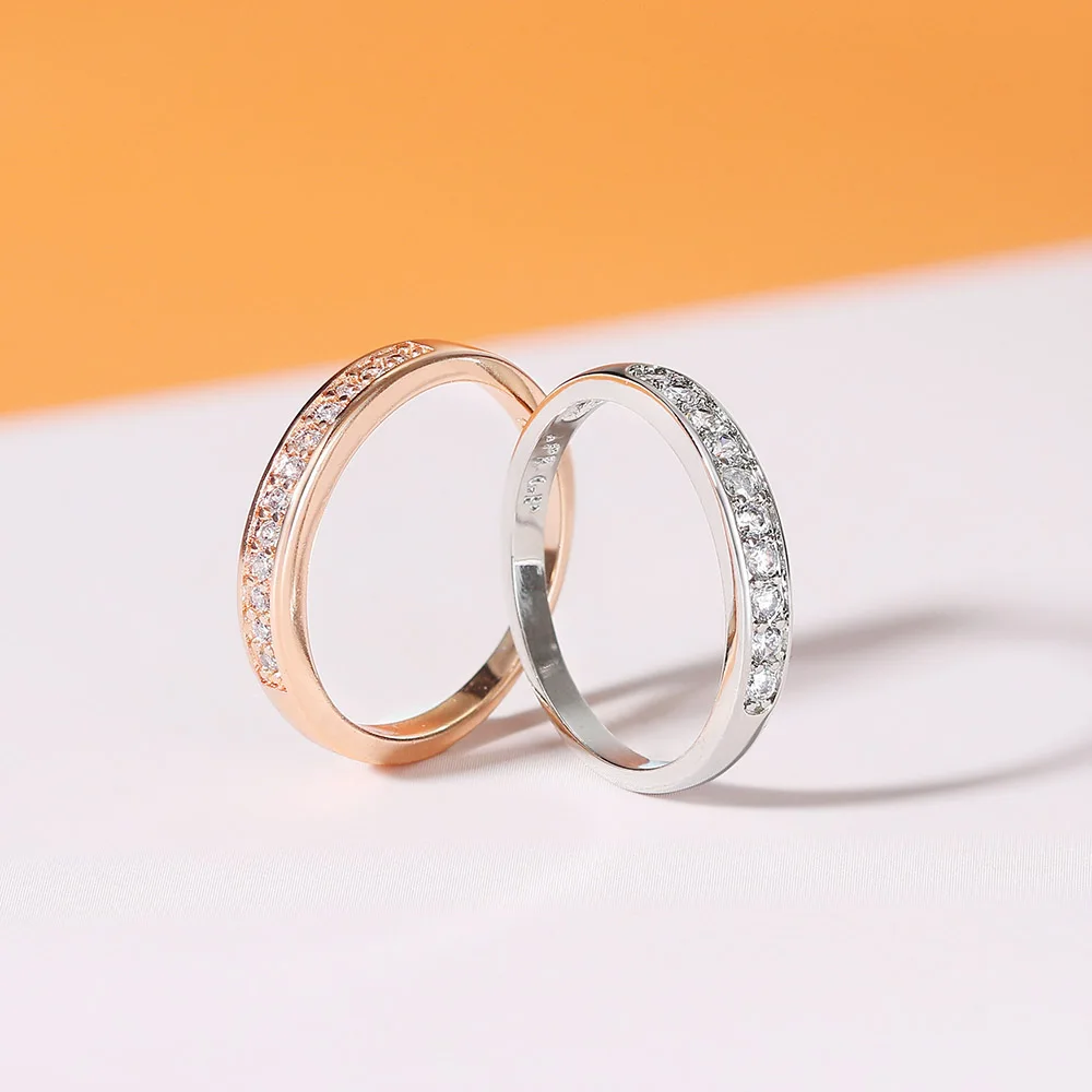 Wedding Ring Women Lover Classic Micro-inserts Cubic Zirconia Rose Gold Color R062