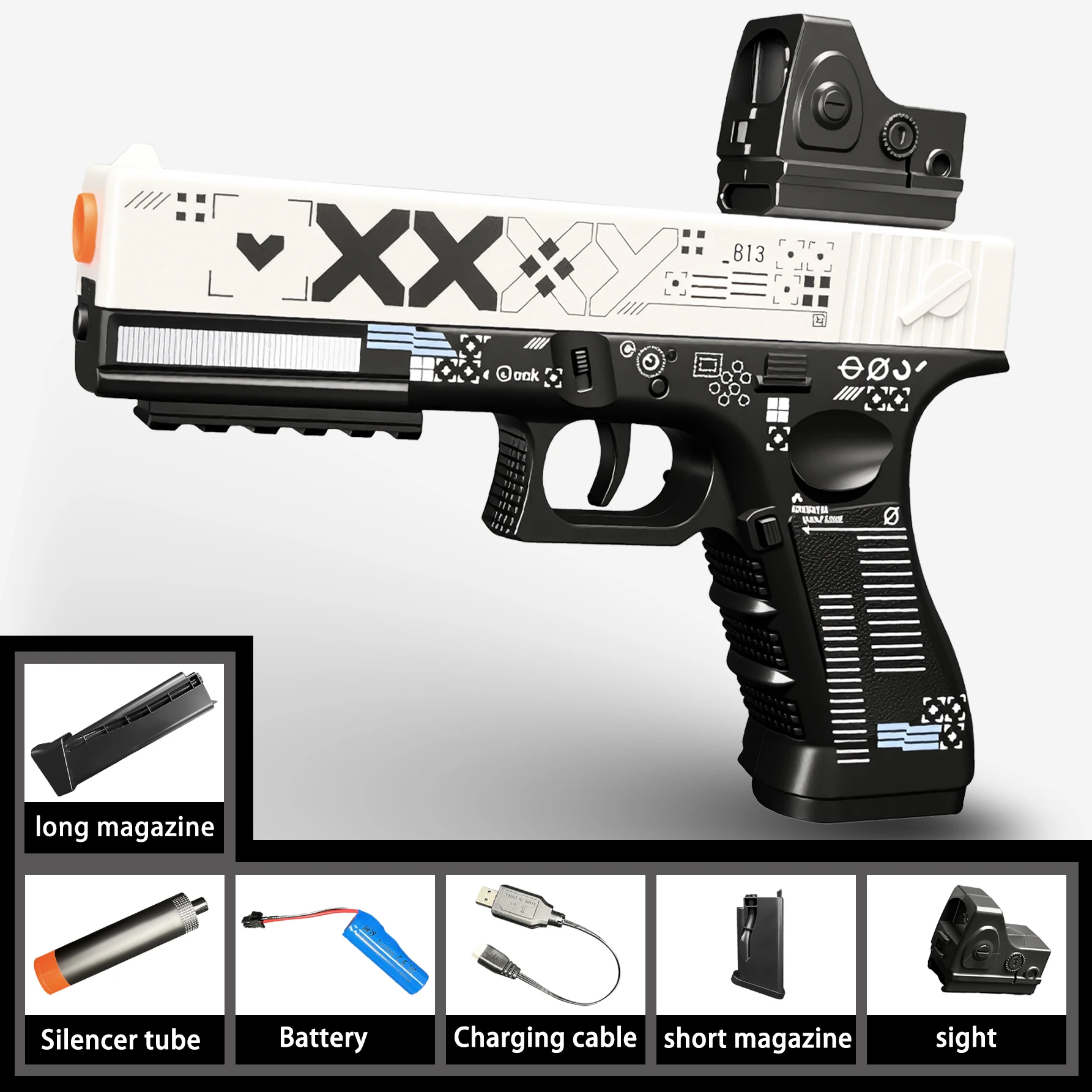 Pistola blaster, pistola blaster de bola eléctrica, pistola Orbeez, pistola de juguete genial, juguete de bola de salpicaduras recargable, adecuado para actividades al aire libre