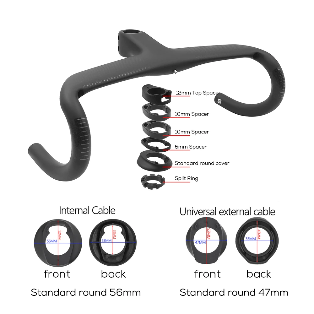 SL6 표준 라운드 프레임 전체 내부 케이블 도로 자전거 핸들 바 T1000 탄소 통합 조종석 OD1 탄소 핸들 바