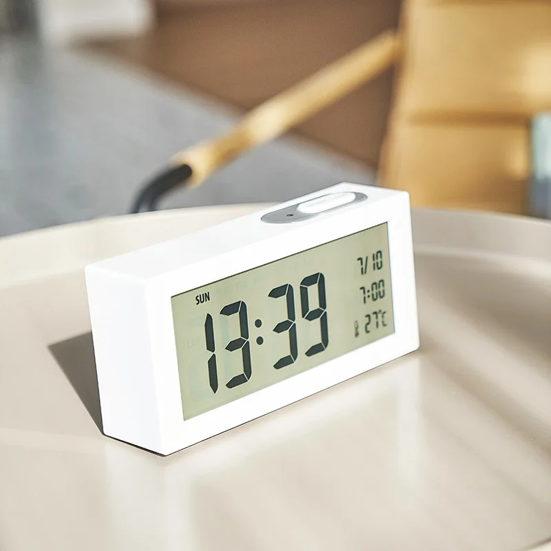 Multifunctional Clock Simple Bedside Small Alarm Clock LCD Large Screen Date Week and Temperature Display Desk Clock