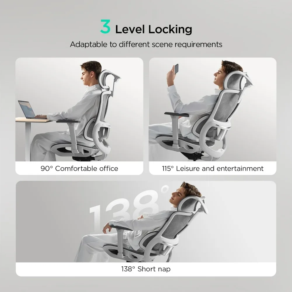 E2 Ergonomic Office Chair, 6-Way Dynamic Lumbar Support, 3D Adjustable Armrests, 3D Adjustable Headrest, Office Chair 6