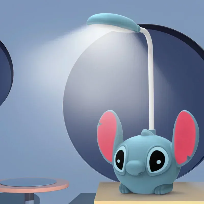 LED Lilo & 스티치 책상 램프 연필 샤프너 포함, 접이식 조명, 귀여운 책상 야간 조명, USB 충전 조명, 어린이 생일 선물