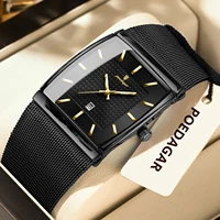 POEDAGAR Top Luxury Men Wristwatch Waterproof Luminous Stainless Steel Mesh Date Man Watch Fashion Business Quartz Men's Watches 2