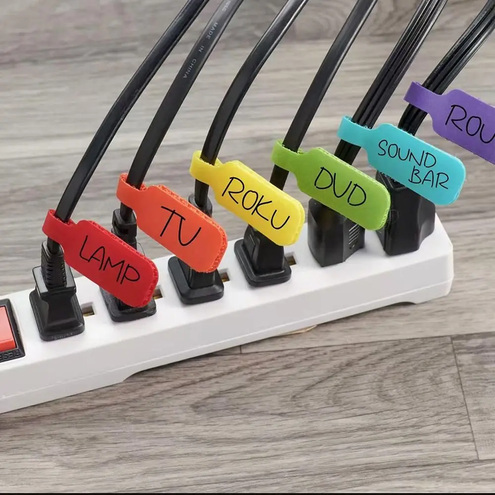 20Pcs Pcs 나일론 케이블 라벨 쓰기 가능 기능 방수 와이어 라벨 내구성 자체 접착 케이블 관리 코드 관리