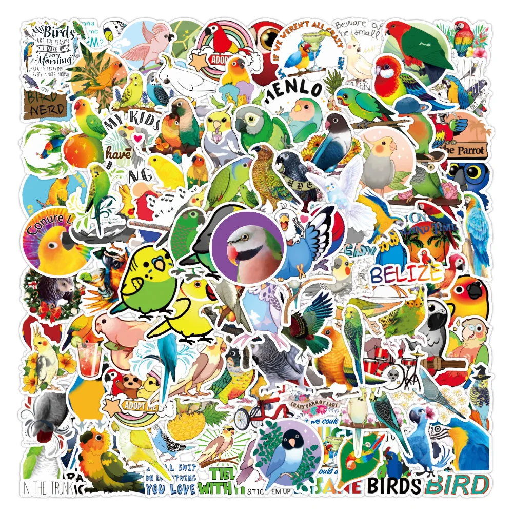 10/30/50pcs Kawaii Parrot Bird Graffiti Stickers Trave NoteBook Phone  Taptop Guitar Graffiit Sticker Gift for Kid Toy Wholesale