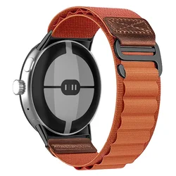 Alpine Nylon and Leather Soft Strap - Comfortable Wristband Bracelet - Pixel Watch 2 1 (Terracotta)