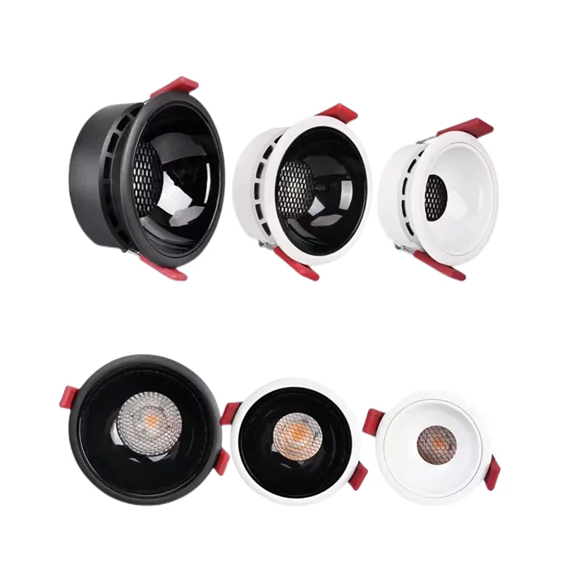 New 7W 9W 12W 15W  Anti Glare Recessed Ceiling Downlight lamp  honeycomb cob led spot lights Ceiling Fixtures Lighting