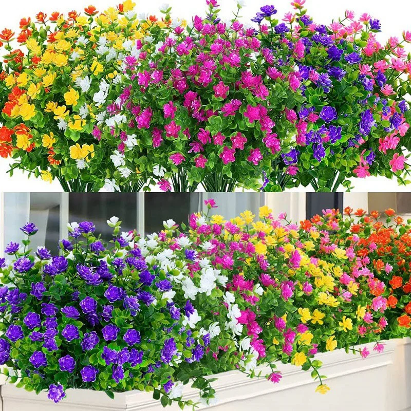 Artificial Flowers Bundle Outdoor UV Resistant Shrubs Plants Home Garden Outdoor Ceremony Wedding Arch Floral Decoration 1 Bundle