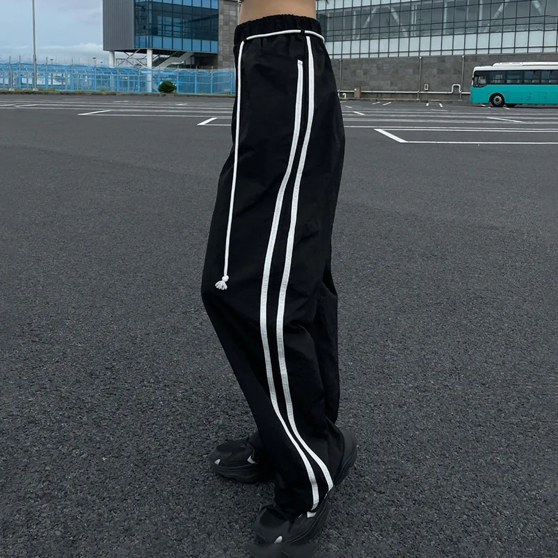 

Black Patchwork Hippie Y2k Sweatpants Drawstring High Waist Casual Baggy Joggers Women Pockets Cargo Pants New Arrivals