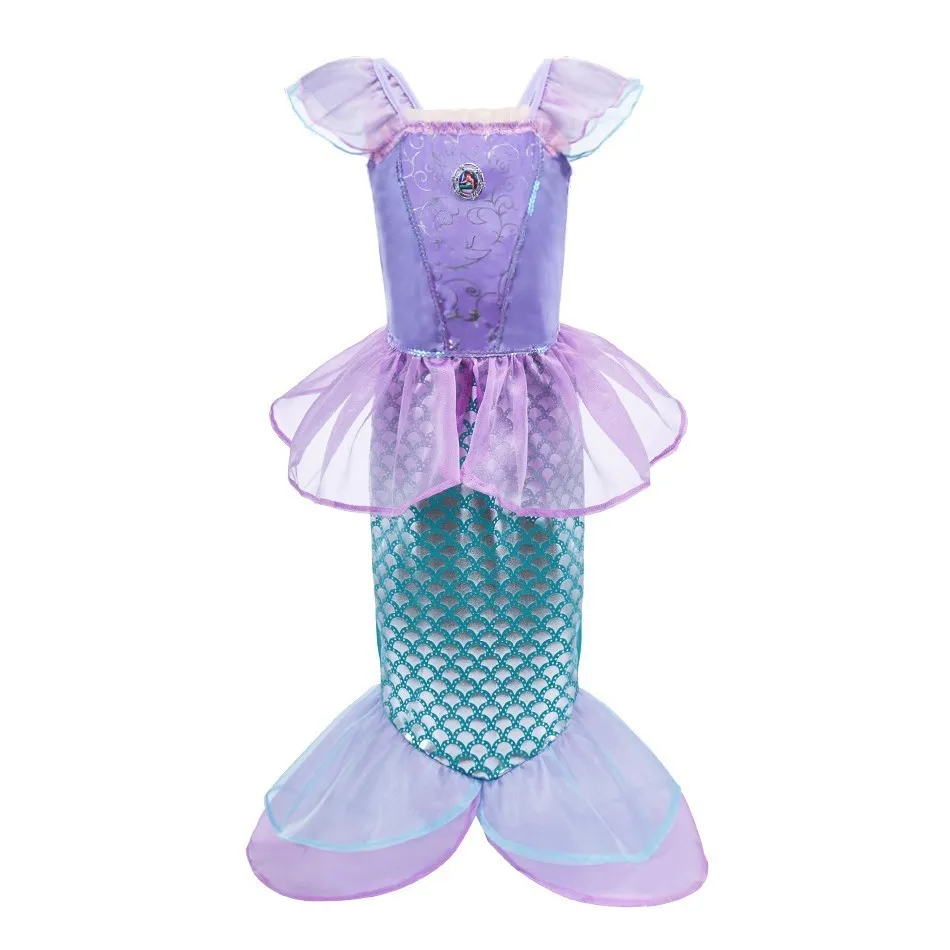Girls Dress Princess Costume Kids Clothes Girls Little Mermaid Costume Kids Birthday Halloween Princess Girl Dress Children Summer Ariel Party Clothes for Carnival 3-10T