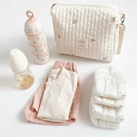 Portable Stroller Nappy Bag Quilted Baby Diaper Caddy Organizer Embroidered Mommy Bags Babies Accessories Changing Bag Storage 2