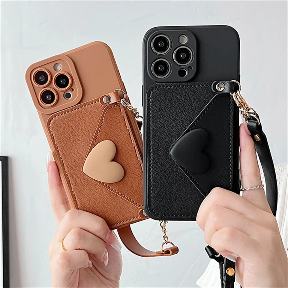 caslord Cover per iPhone 15 Pro, Custodia con Cordino per Appendere la Custodia per iPhone 15 pro Cellulare in TPU [Antiurto] [Protezione Fotocamera] [Lunghezza Regolabile] - Nero