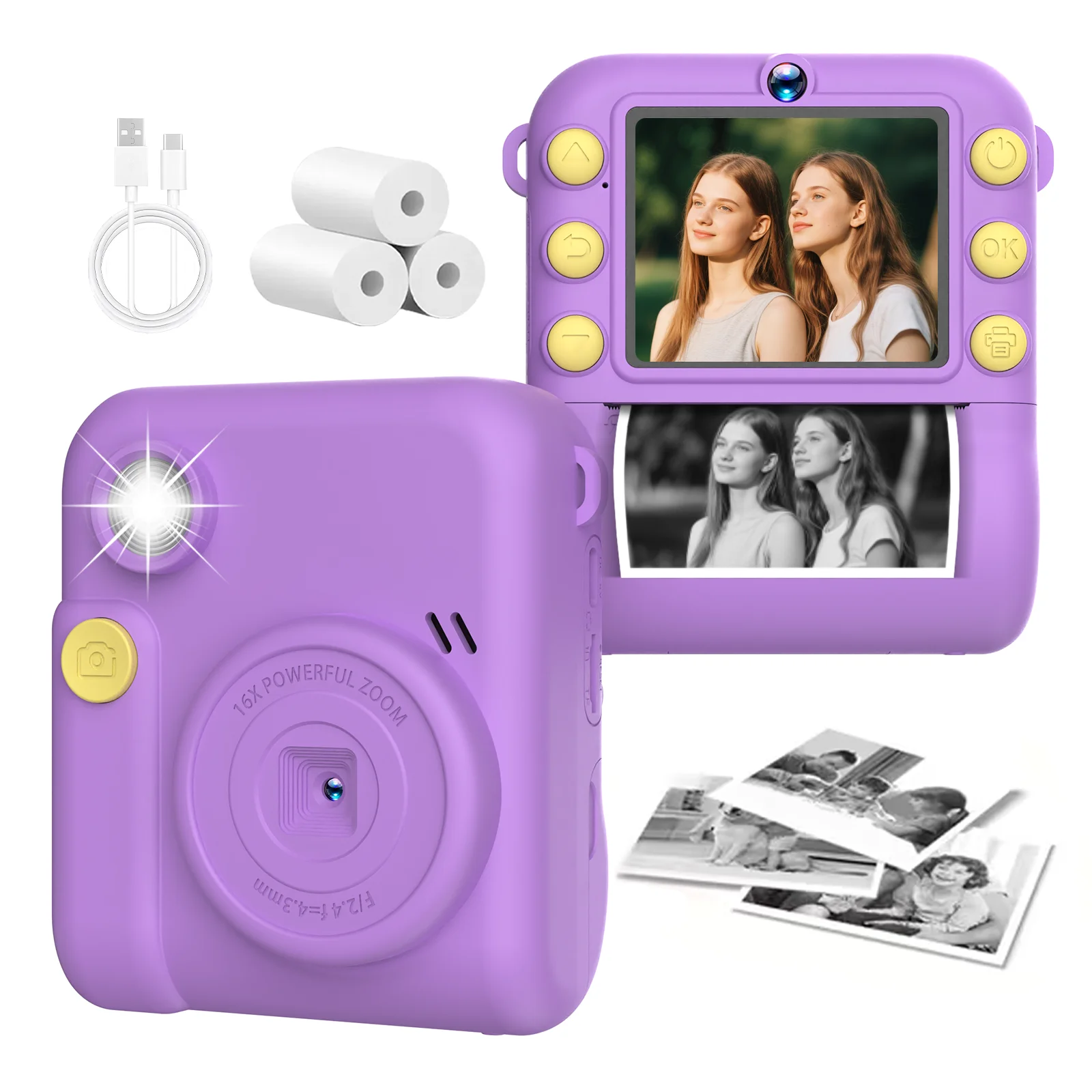 Instant Print 1080P HD Dual Lens Thermal Camera with Games