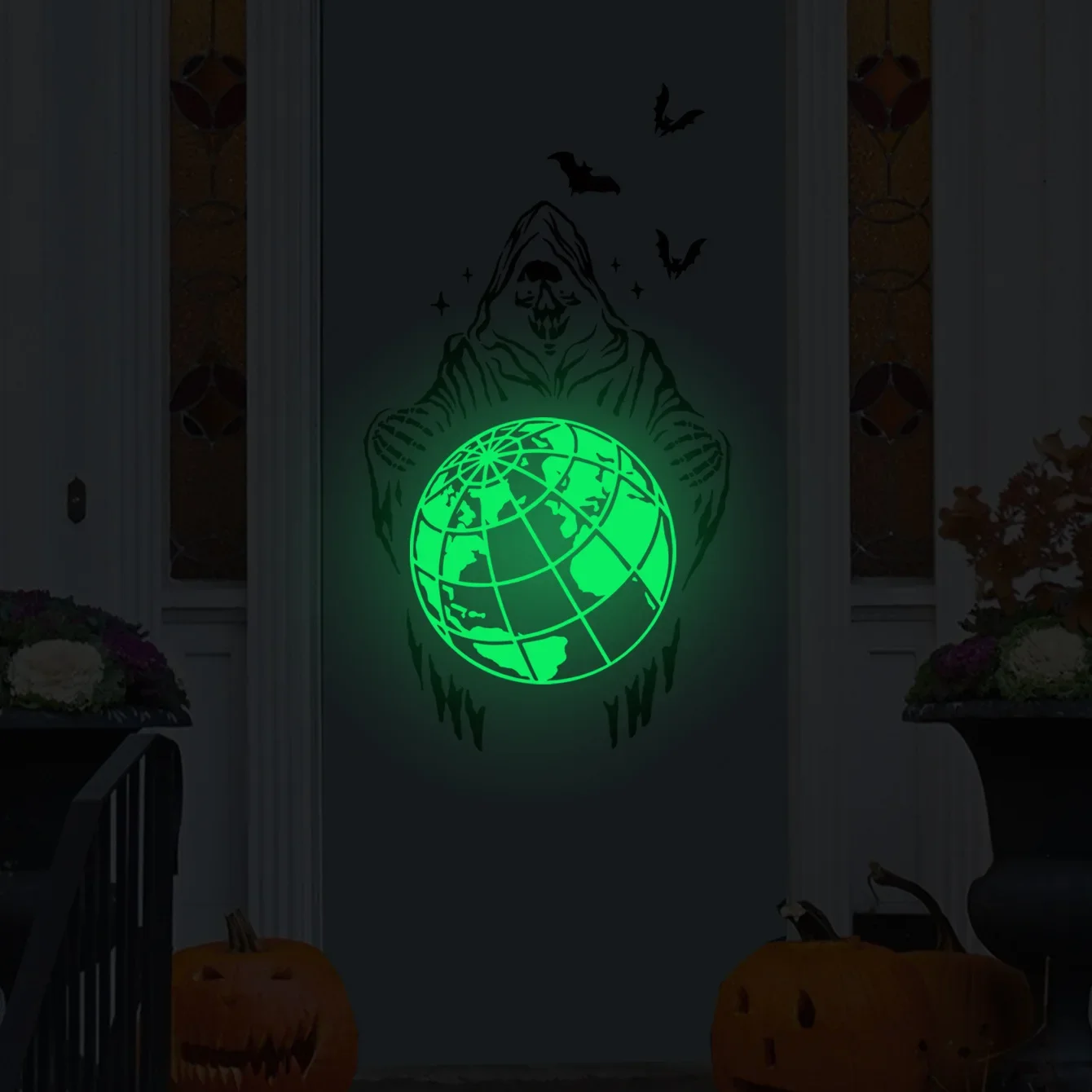 New Halloween Ghost Earth Bat Decorative Wall Stickers Simple Removable Wall Stickers
