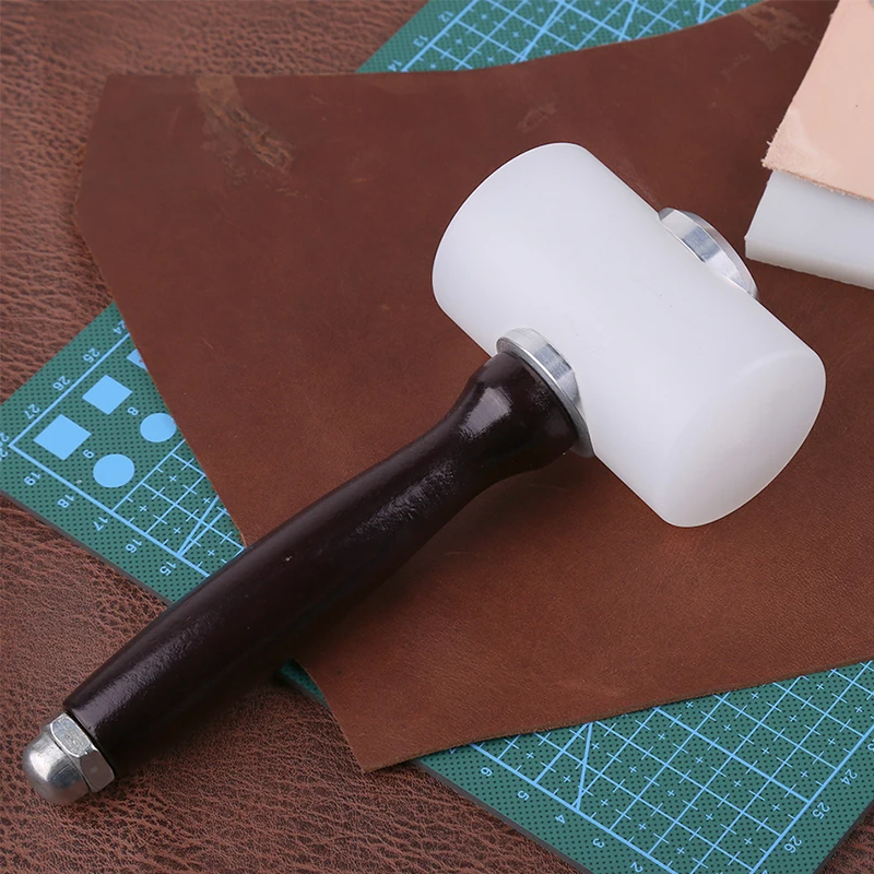 Leather Carving Hammer Professional Leather Carve Hammer Nylon Hammers Mallet Wood Handle For Leathercraft Punch Printing Percussion DIY Tool