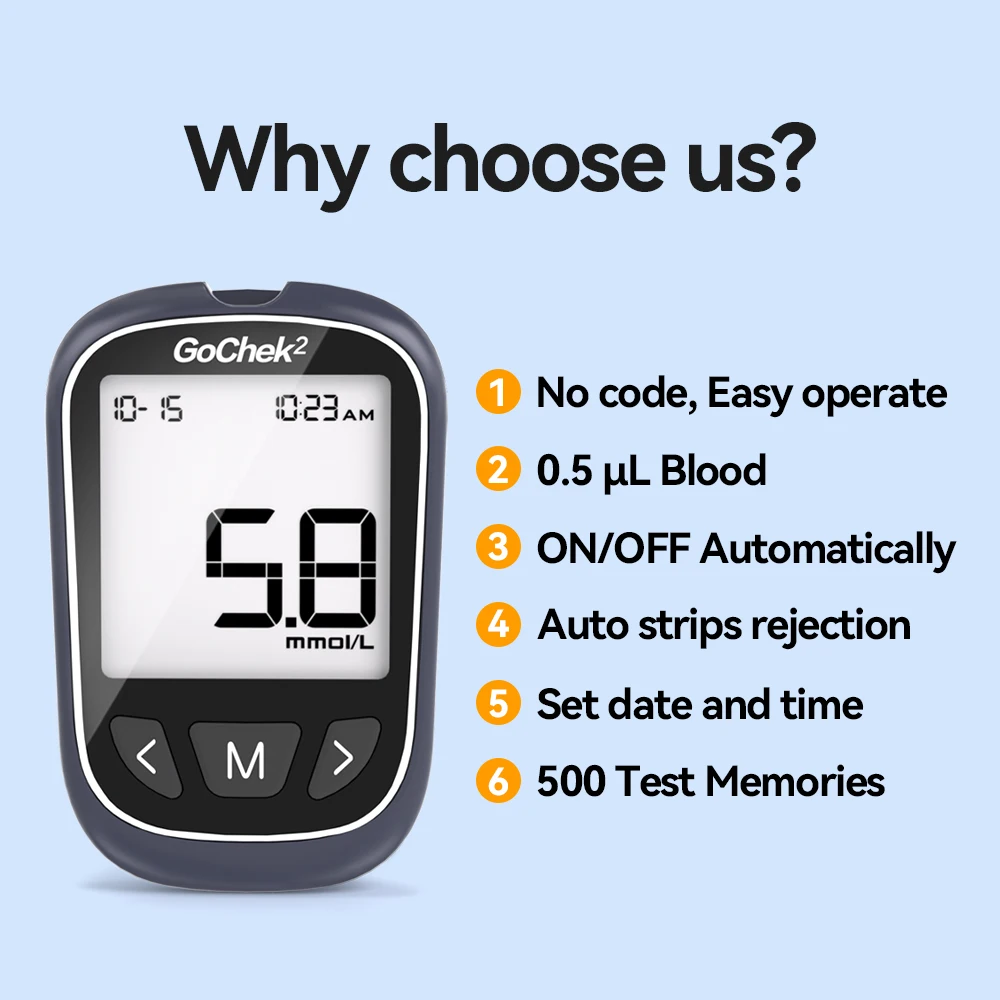 Microtech Gochek2 Blood Glucose Meter With 110pcs Test Strips and Lancets For Diabetes Tester Health Device Glucometer 3