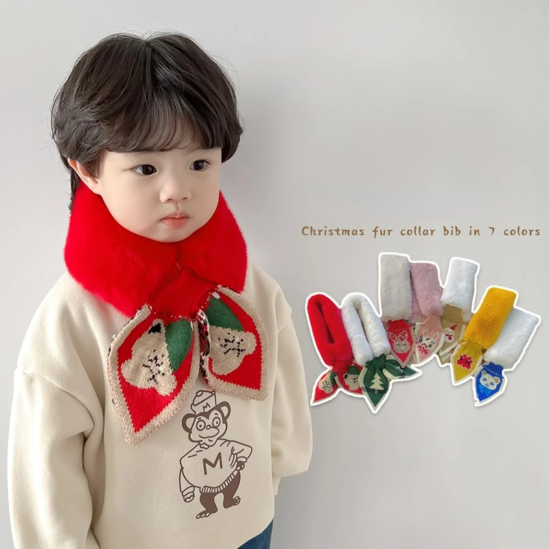 Christmas Children's Scarf Winter Child Neck Warmer Baby Winter Accessories Cartoon Scarf for