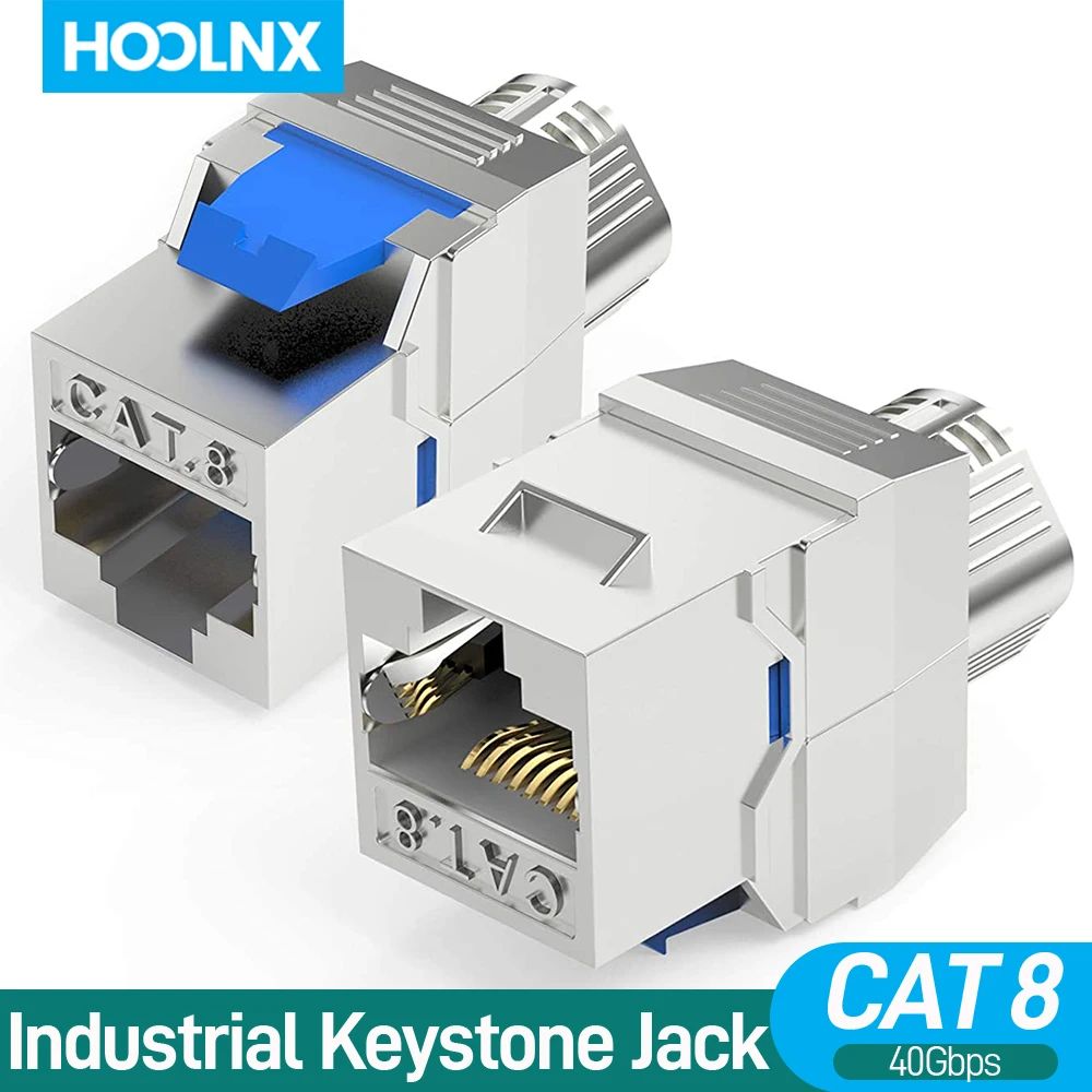 Hoolnx Cat8 Cat7 Cat6a Cat6 Ferramenta Menos Rj45 Keystone Jack Liga de Zinco do Metal Auto-bloqueio Ferramenta Livre Stp Blindado Módulo Acoplador