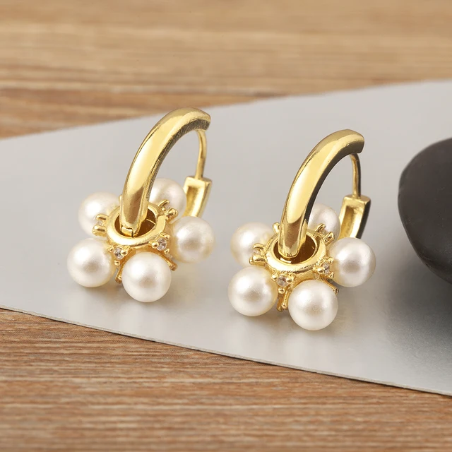86777-74aae6.jpg Nidin lumière luxe à la mode fleur/forme ronde perle boucles d'oreilles pour femmes femme 3 Styles choix Chic oreille bijoux cadeau d'anniversaire