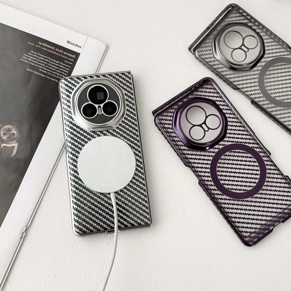 Carbon Fibre Texture Magnetic Clear Case with Magsafe Compatibility