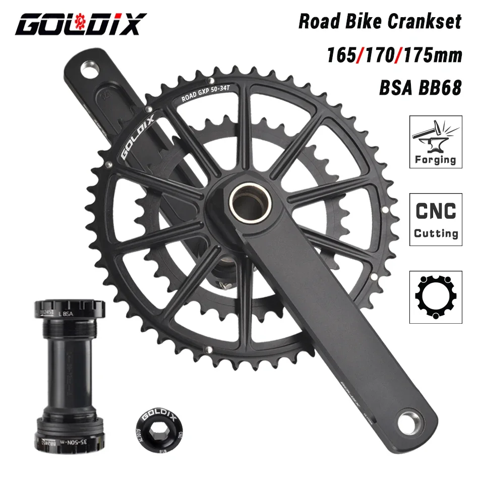 

GOLDIX 165/170/172.5/175mm Road Bike For GXP Crankset Crank arms double Chainring 50-34T/52-42T/53-39T For sram GXP crankset