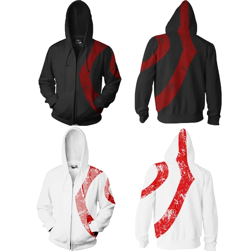 

Game God of War Costume Kratos Cosplay Hoodies Men's Casual 3D Print Hoodie Sweatshirt Zipper Hat Coats Jacket Clothes Outerwear